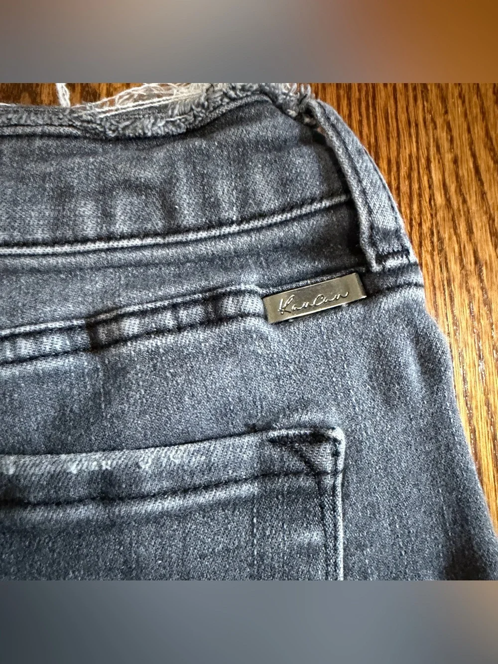Kan Can Black Frayed Edge Denim Jeans Size 29